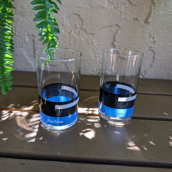 Vintage set of 2 Pierre Cardin matching blue , black, & white glasses - Picture 7 of 12